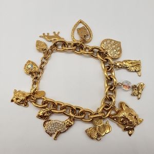 Kirks Folly Gold Tone Cat Charm Bracelet